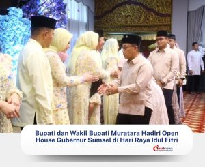 Bupati dan Wakil Bupati Muratara Hadiri Open House Gubernur Sumsel di Hari Raya Idul Fitri