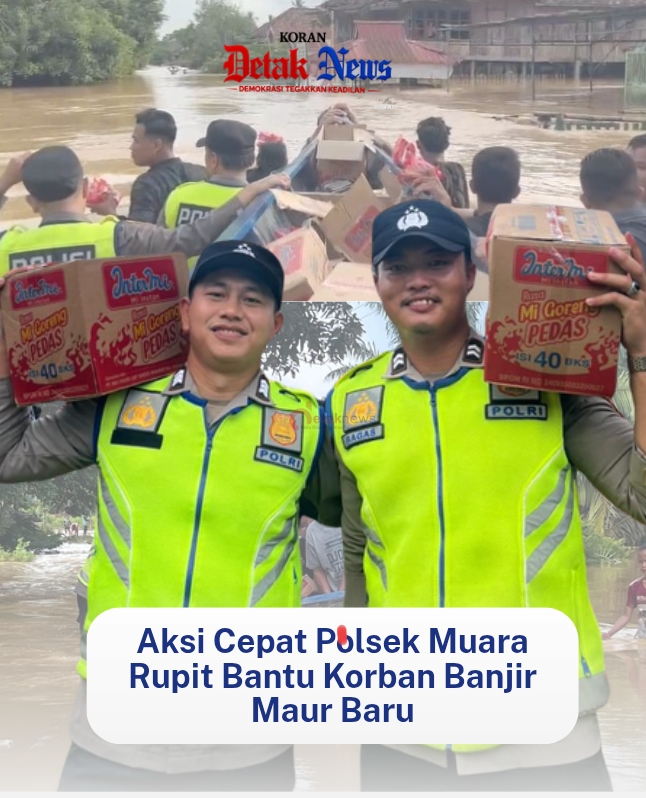Polsek Muara Rupit Salurkan Bantuan untuk Warga Terdampak Banjir di Desa Maur Baru